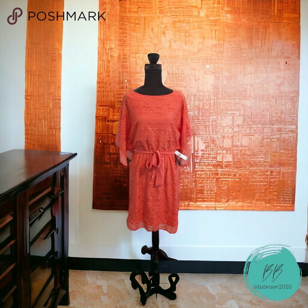 Burnt Orange Lace Overlay Dress